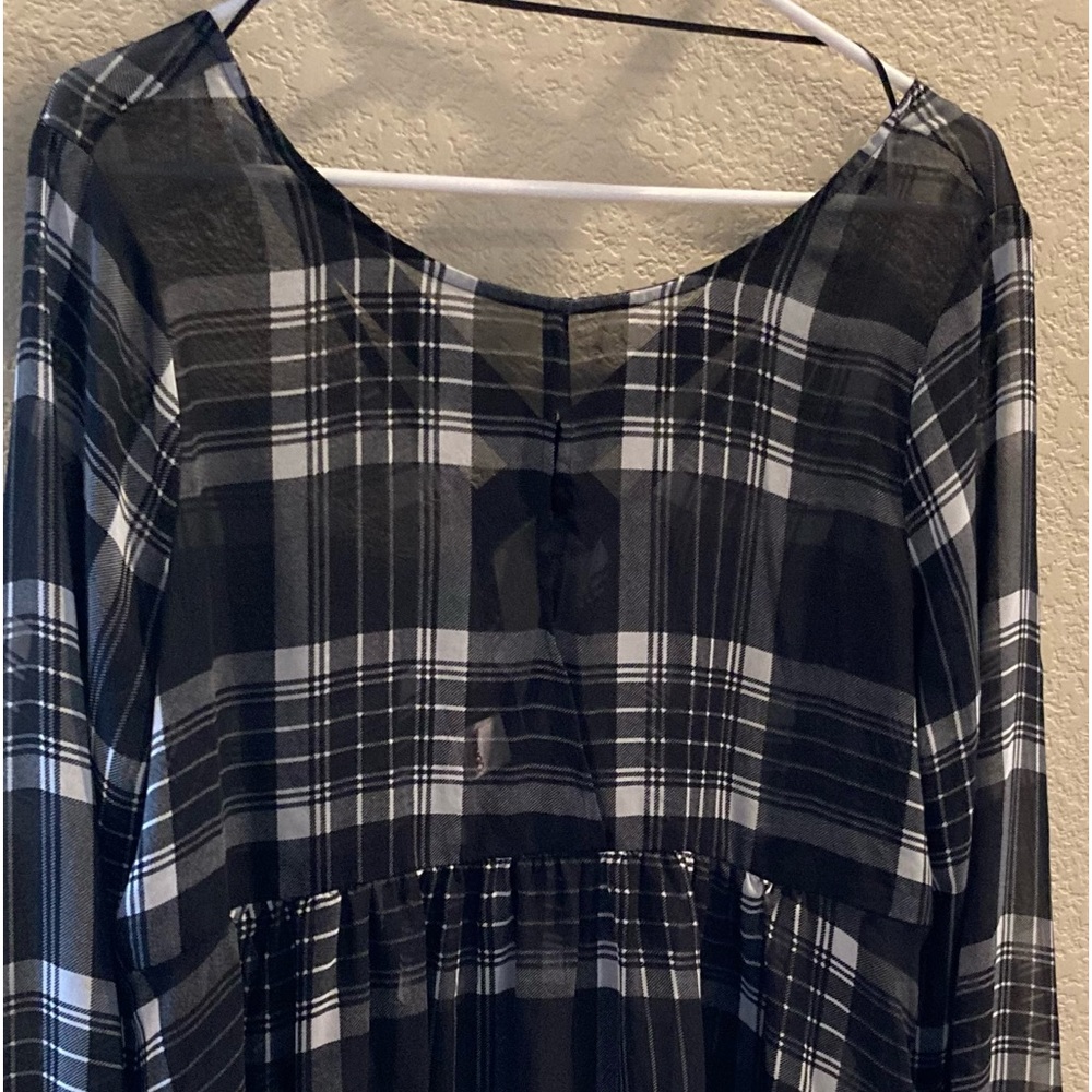 Bongo sheer black and white smock dress, size large, NWOT